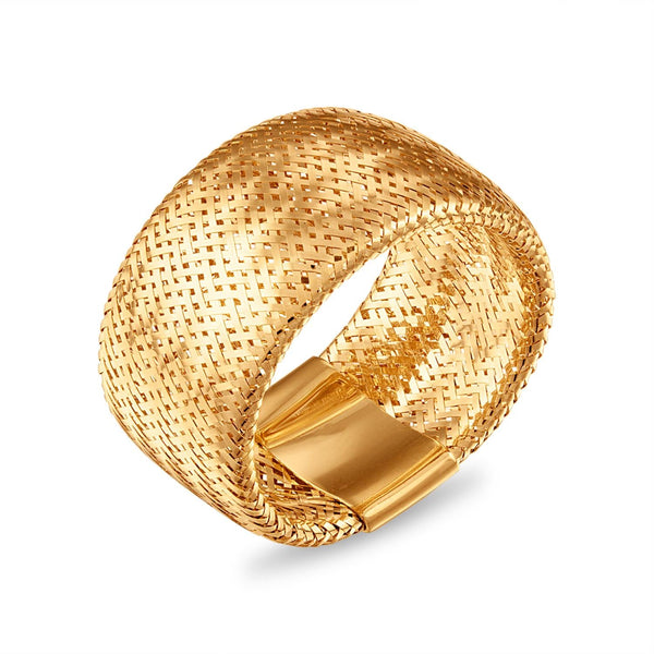 14KT Yellow Gold Stretch Mesh Ring Fits Size 7 to 10