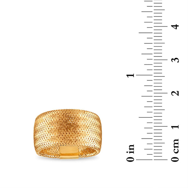 14KT Yellow Gold Stretch Mesh Ring Fits Size 7 to 10