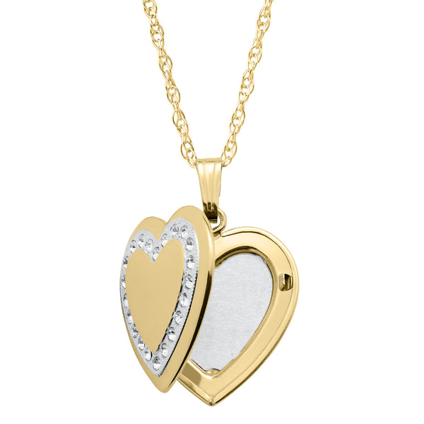 14KT Yellow Gold Filled and Crystal 19MM 18-inch Locket Heart Pendant