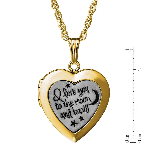 14KT Yellow Gold Filled 19MM 18-inch Locket I Love You To The Moon And Back Pendant