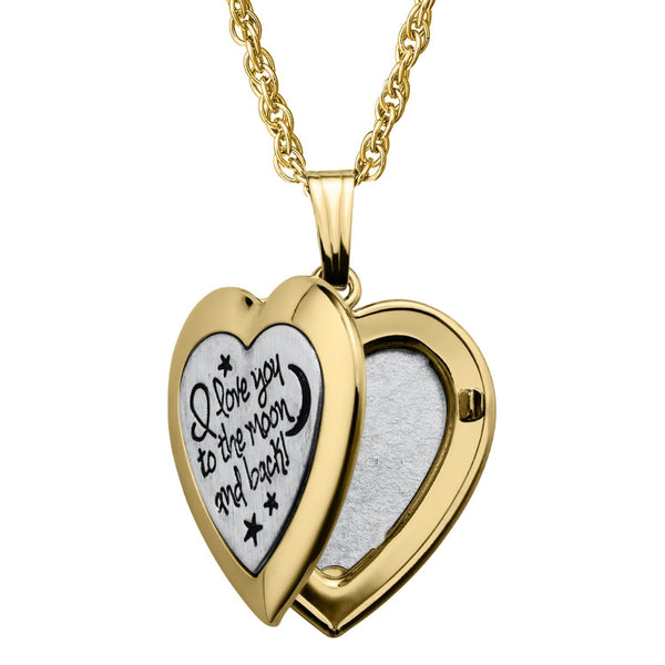 14KT Yellow Gold Filled 19MM 18-inch Locket I Love You To The Moon And Back Pendant