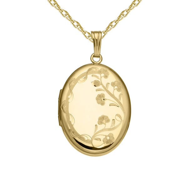 14KT Gold Filled Floral Oval Locket