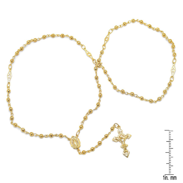 14KT Gold Plated Sterling Silver 4MM Beads 24-inch Rosary Necklace