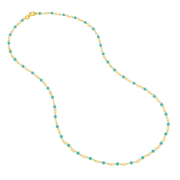 10KT Gold & Turquoise Beaded Necklace