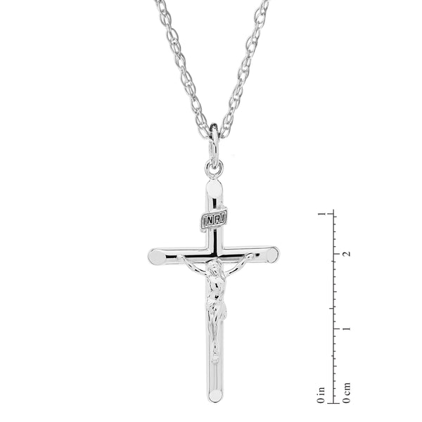 Sterling Silver 18-inch Crucifix Cross Pendant