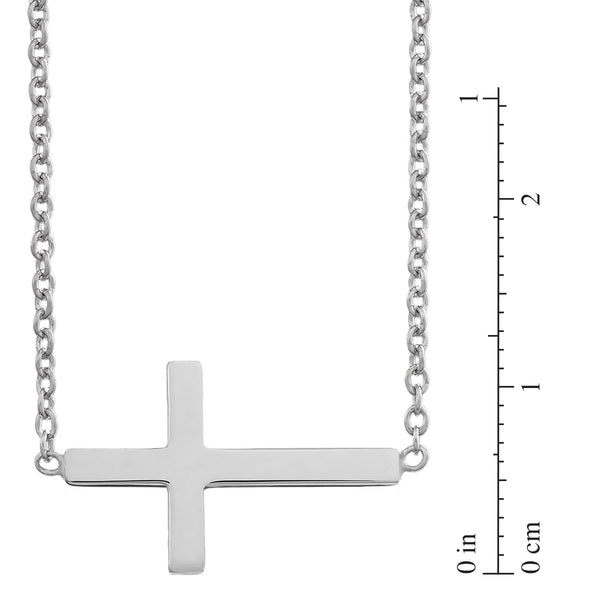 Sterling Silver 18-inch Cross Sideway Pendant