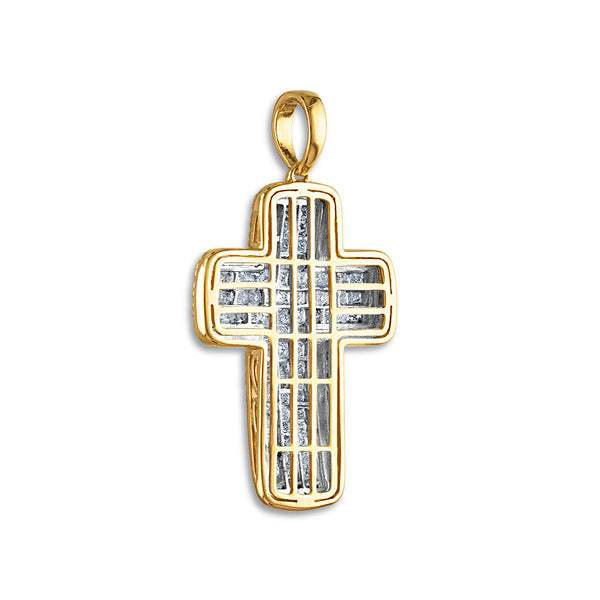 10KT Yellow Gold 2 CTW Diamond 44X24MM Cross Pendant. Chain Not Included