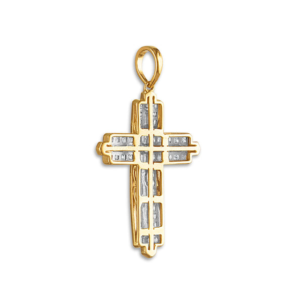 10KT Yellow Gold 1-1/2 CTW Diamond 45X25MM Cross Pendant. Chain Not Included