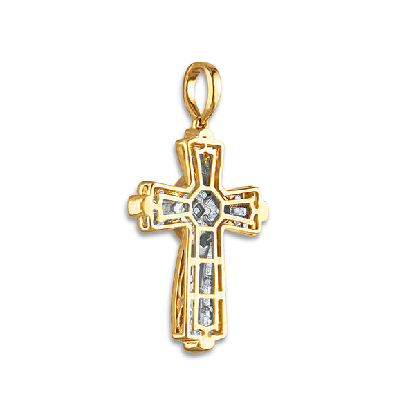 10KT Yellow Gold 2 CTW Diamond 44X24MM Cross Pendant. Chain not Included