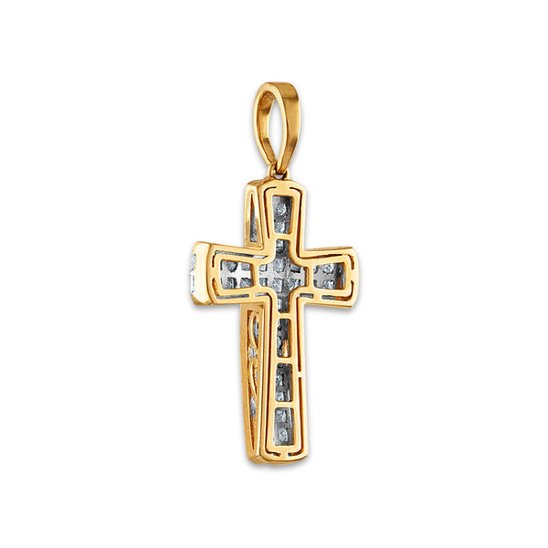 10KT Yellow Gold 1-1/2 CTW Diamond 36X19MM Cross Pendant. Chain Not Included