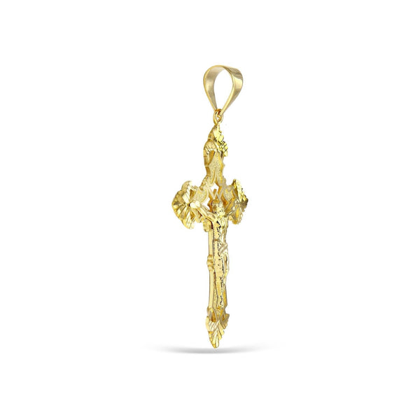 10KT Yellow Gold 62X36MM Crucifix Cross Pendant. Chain Not Included