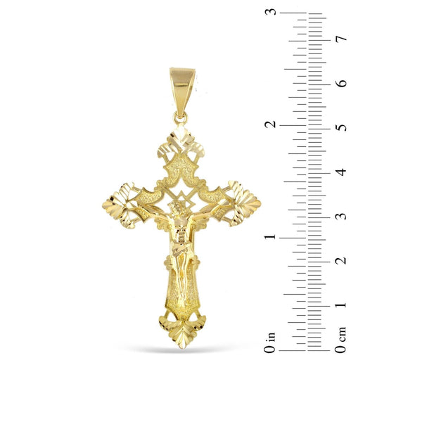 10KT Yellow Gold 62X36MM Crucifix Cross Pendant. Chain Not Included