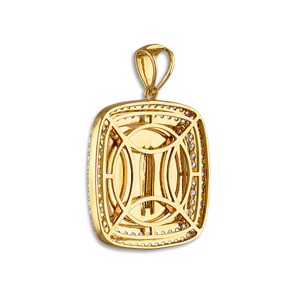 10KT Yellow Gold 1-3/4 CTW Round Diamond 29MM Guadalupe Medal Pendant. Chain Not Included