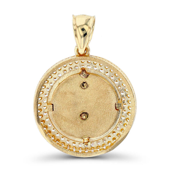 Luxe Layers 14KT White and Yellow Gold Cubic Zirconia 30X21MM Cross Medal Pendant. Chain Not Included