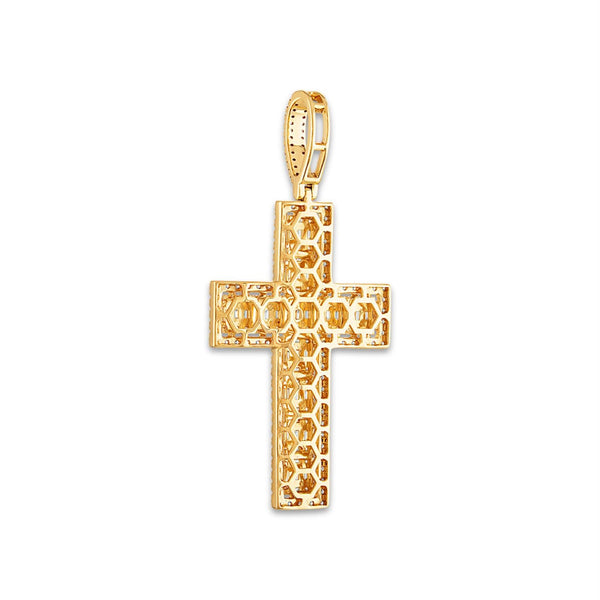 10KT Yellow Gold 2-1/4 CTW Diamond 62X29MM Cross Pendant. Chain Not Included