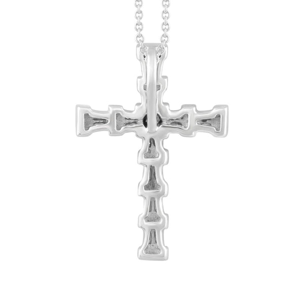 10KT White Gold 1/4 CTW Diamond 18X12MM 18-inch Cross Pendant