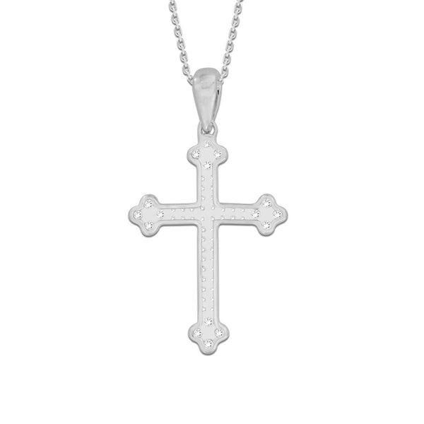 10KT White Gold 1/3 CTW Diamond 37X15MM 18-inch Cross Pendant