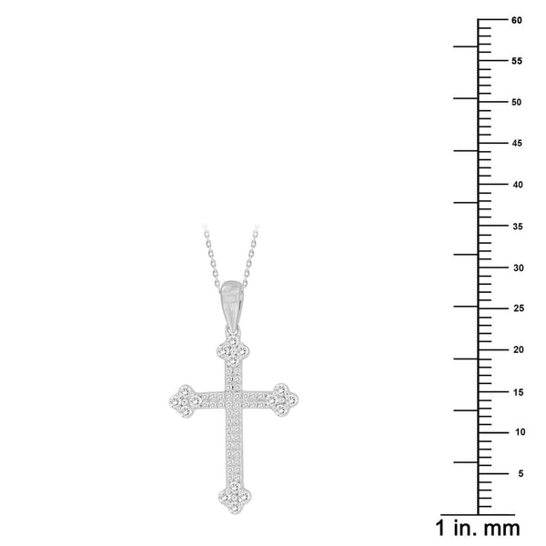 10KT White Gold 1/3 CTW Diamond 37X15MM 18-inch Cross Pendant