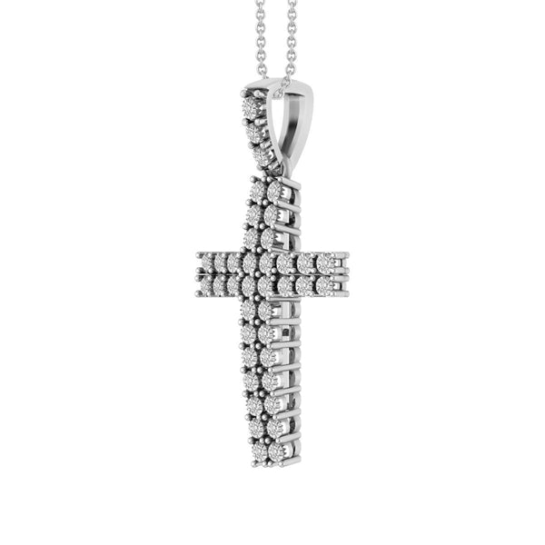 10KT White Gold 1/2 CTW Diamond 18-inch 37X18MM Cross Pendant