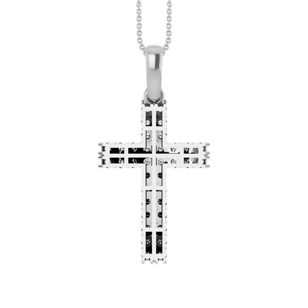 10KT White Gold 1/2 CTW Diamond 18-inch 37X18MM Cross Pendant