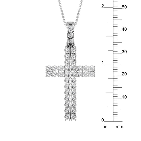 10KT White Gold 1/2 CTW Diamond 18-inch 37X18MM Cross Pendant