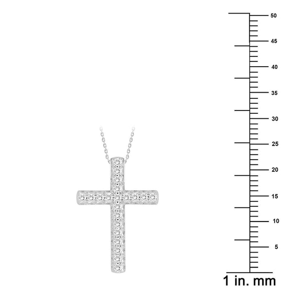 10KT White Gold 1/4 CTW Diamond 22X15MM 18-inch Cross Pendant