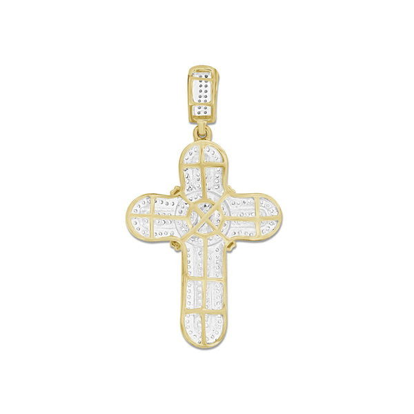 10KT Yellow Gold 1/2 CTW Diamond 47X26MM Praying Hand Cross Charm. Chain not Included