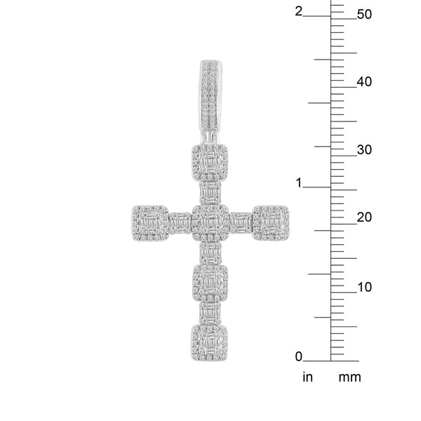 10KT Yellow Gold 1-1/4 CTW Diamond 55X29MM Cross Pendant. Chain Not Included