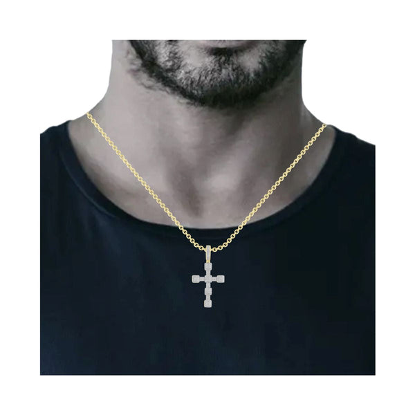 10KT Yellow Gold 1-1/4 CTW Diamond 55X29MM Cross Pendant. Chain Not Included