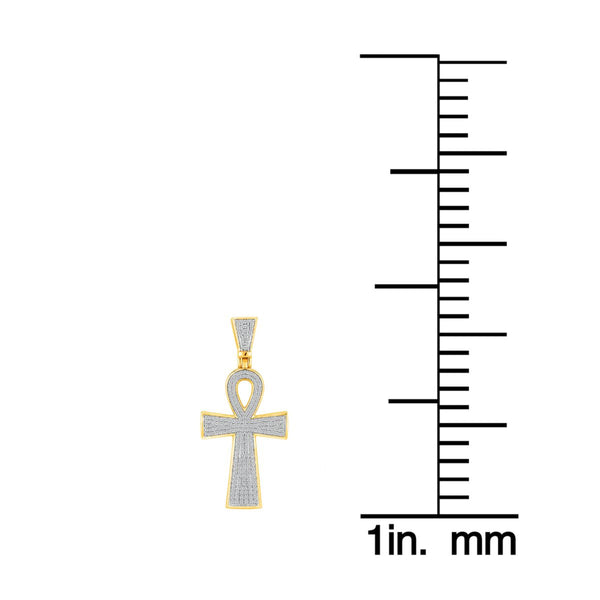 10KT Yellow Gold 1 CTW Diamond 53X24MM Ankh Cross Pendant. Chain Not Included