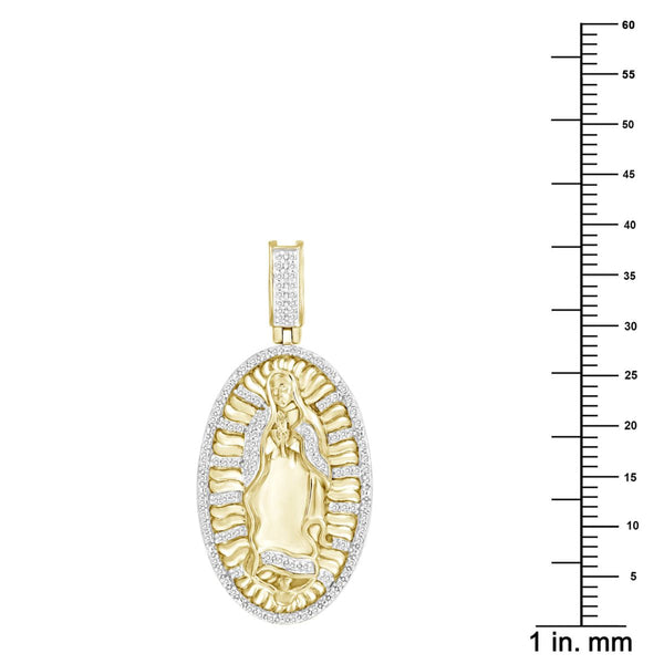 10KT Yellow Gold 1/4 CTW 37X17MM Guadalupe Medal Charm. Chain not Included