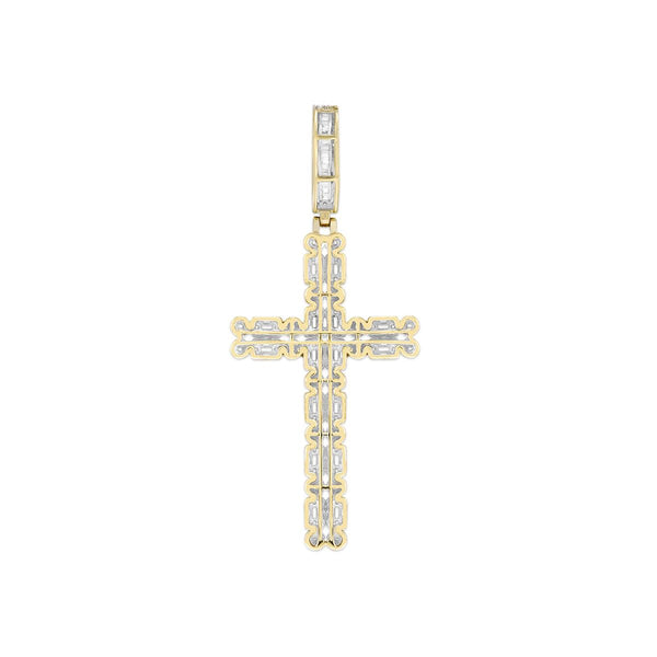 10KT Yellow Gold 1-1/2 CTW Diamond 62X27MM Cross Pendant. Chain Not Included