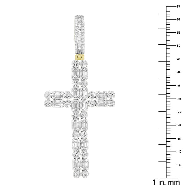 10KT Yellow Gold 1-1/2 CTW Diamond 62X27MM Cross Pendant. Chain Not Included