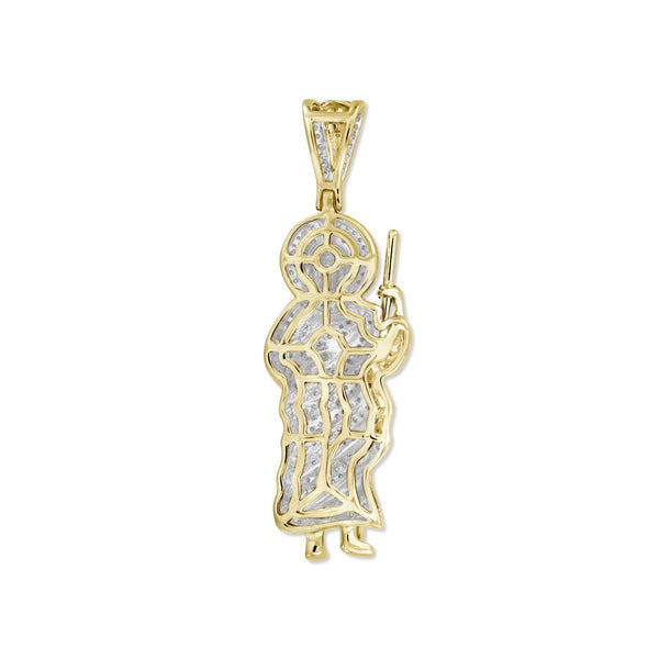 10KT Yellow Gold 1/2 CTW Diamond 46X14MM Religious Saint Jude Pendant. Chain Not Included