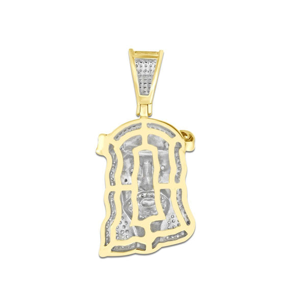 10KT Yellow Gold 1/2 CTW Diamond 37X17MM Jesus Christ Head Charm. Chain not Included