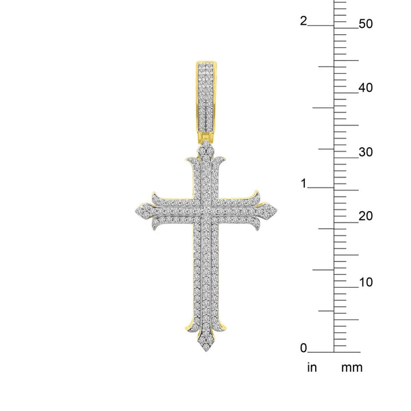 10KT Yellow Gold 1 CTW 52X26MM Cross Pendant. Chain Not Included