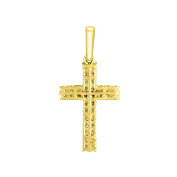 10KT Yellow Gold 1 CTW Diamond 44X21MM Cross Pendant. Chain Not Included