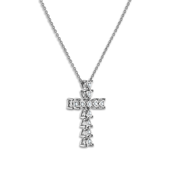 1/10 CTW Diamond 18-inch Cross Pendant in Sterling Silver