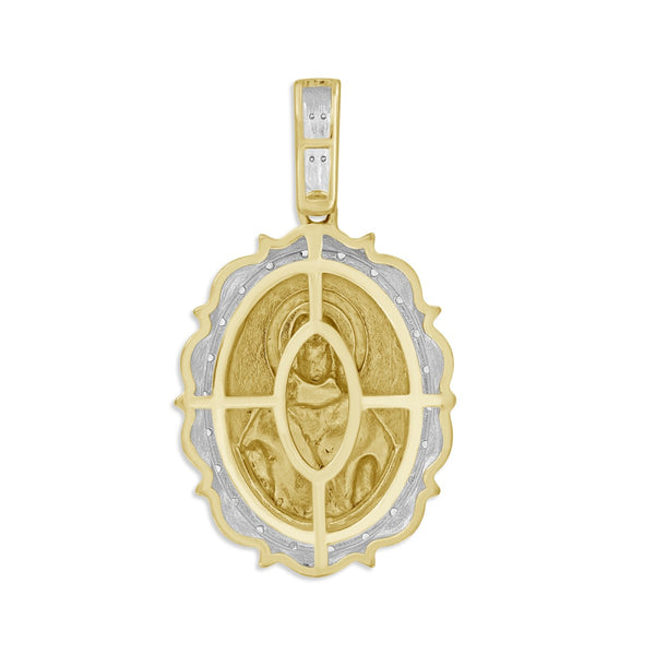 Titán by Adrian Gonzalez 10KT Yellow Gold 1/16 CTW 35X20MM Jesus Medallion Pendant. Chain Not Included