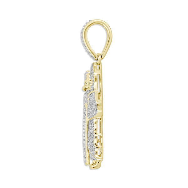 Titán by Adrian Gonzalez 10KT Yellow Gold 1/5 CTW Diamond 34X10MM St Jude Pendant. Chain Not Included