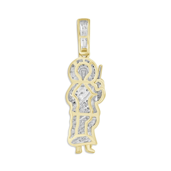 Titán by Adrian Gonzalez 10KT Yellow Gold 1/5 CTW Diamond 34X10MM St Jude Pendant. Chain Not Included