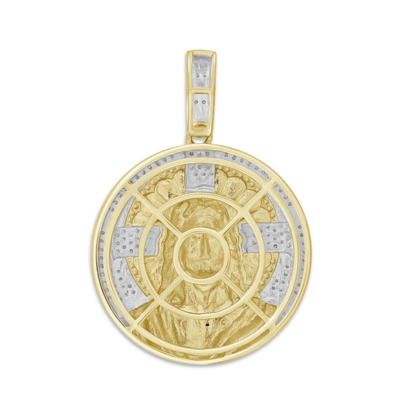 Titán by Adrian Gonzalez 10KT Yellow Gold 1/5 CTW Diamond 34X24MM Jesus Medallion Pendant. Chain Not Included