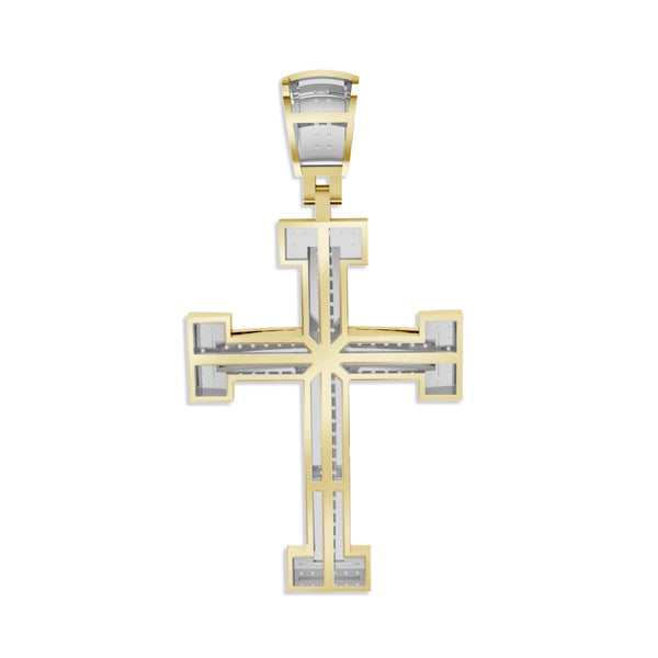 Titán by Adrian Gonzalez 10KT Yellow Gold 1/3 CTW Diamond 42X23MM Cross Pendant. Chain Not Included