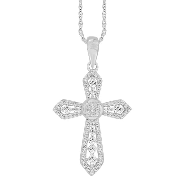 10KT Gold 1/3 CTW Diamond Cross Pendant