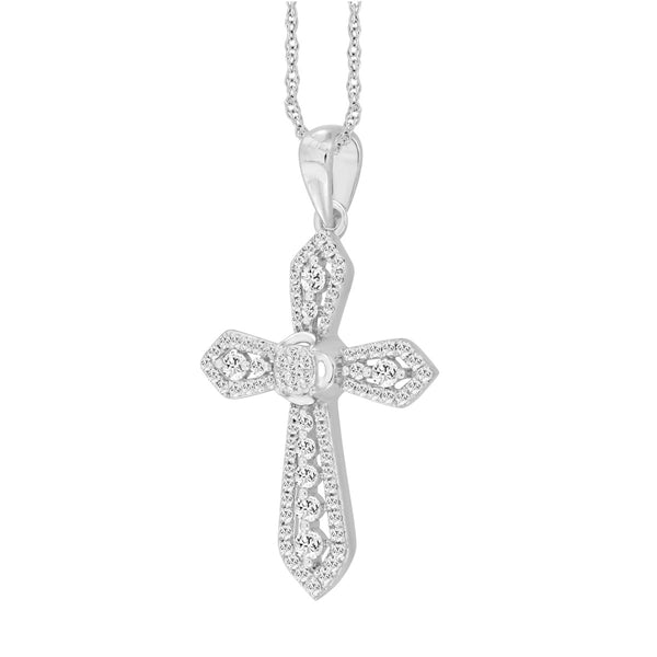 10KT Gold 1/3 CTW Diamond Cross Pendant