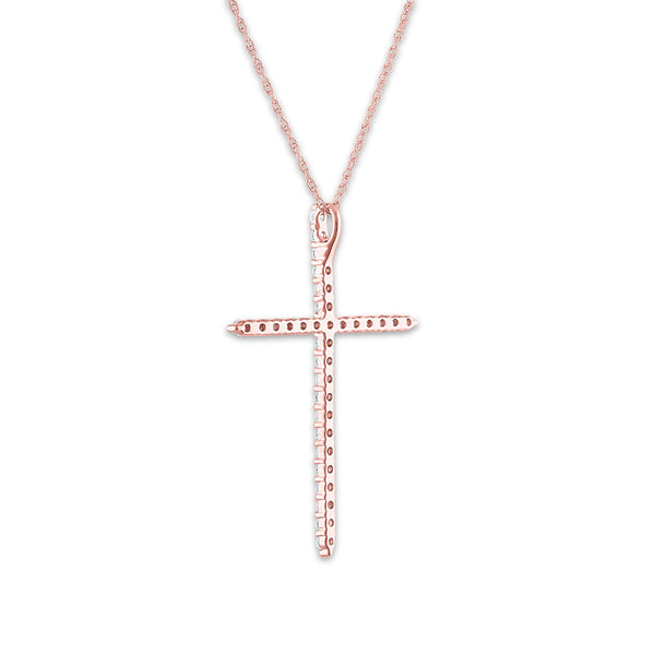 EcoLove 14KT Rose Gold 1/2 CTW Lab Grown Diamond 18-inch Cross Pendant