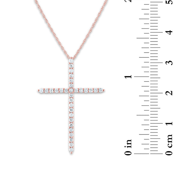 EcoLove 14KT Rose Gold 1/2 CTW Lab Grown Diamond 18-inch Cross Pendant