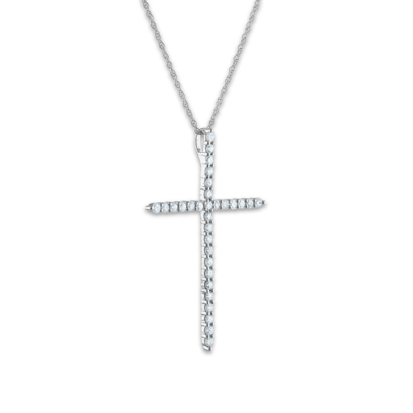 EcoLove 14KT White Gold 1/2 CTW Lab Grown Diamond 18-inch Cross Pendant