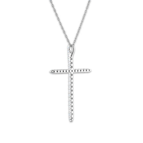 EcoLove 14KT White Gold 1/2 CTW Lab Grown Diamond 18-inch Cross Pendant