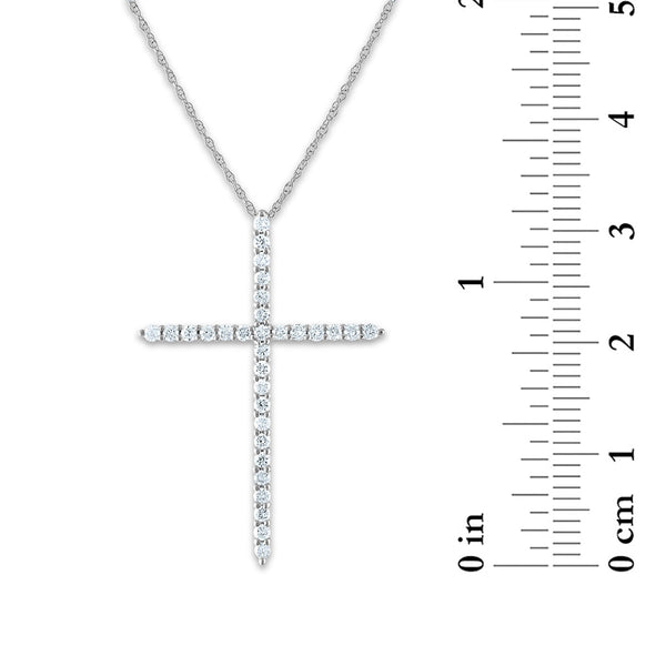 EcoLove 14KT White Gold 1/2 CTW Lab Grown Diamond 18-inch Cross Pendant